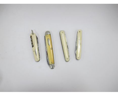 Pocket Knife - Sheffield Steel Product, two blades, corkscrew, and awl, lanyard ring - Needham Brothers, two blade, n/s bolst