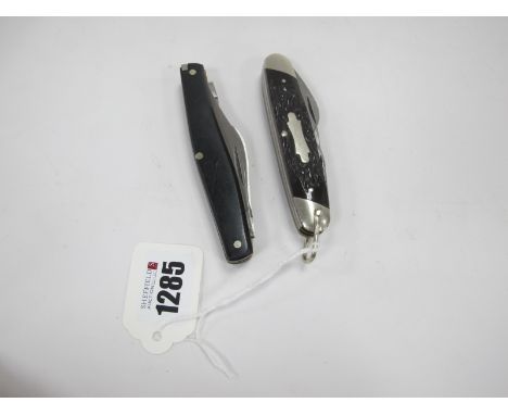 Pocket Knife, George Wostenholme 1XL, blade, AWL bottle opener, screwdriver, stag scales, n/s bolsters, brass liners, lanyard