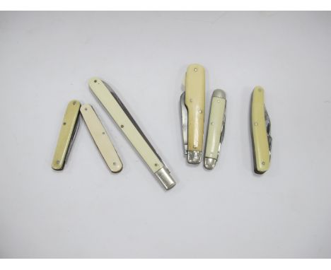 Pocket Knife, one blade ivory scale, nickel silver bolster, brass linings, 10.5cm closed, two blade Sheffield knife, brass sc