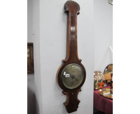 Minoretti, Leicester XIX Century Rosewood Banjo Barometer, with silvered dial (thermometer absent), approx 94cm high.