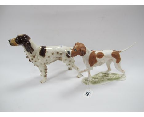 Goebel 1974 30643-18 Pointer Dog, 18.5cm high, another 1973. (2)