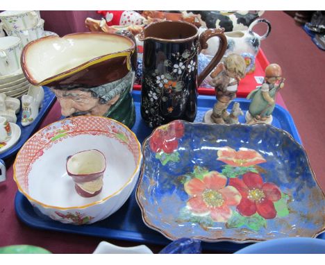 A Doulton Floral Dish, Dick Turpin character jug, Hummel figures, etc:- One Tray.