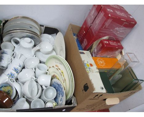 Thomas of Germany Table China, Bavaria tea cups and saucers, Belleek, Doulton, glassware, etc:- Two Boxes