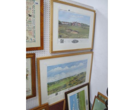 Bill Waugh Pencil Signed Golf Course Prints, 'Royal Lytham', 'Troon' &amp; (The Largest) 'Royal Birkdale' 36.5 x 61.5cm (3).