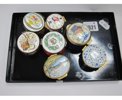 Five Crummles, Alsastor and Old Hall Enamel Trinket Boxes. (7).