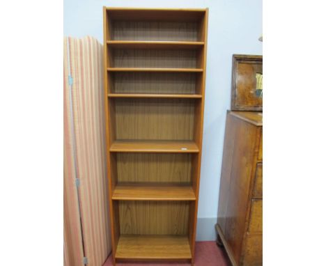 A Teak Bookcase, with five adjustable shelves, 182cm high.Lot 1607 - 28cm deep x 62cm wide x 182cm high. Ring mark to one she