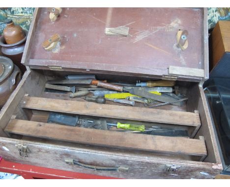 Joiners Tool Chest, with tools, file, screwdrivers, etc.