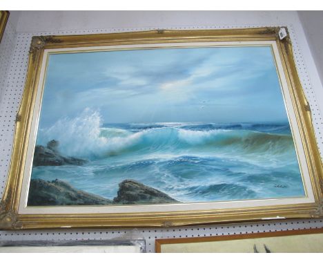 Schubert, Seascape, oil on canvas, signed lower right, 60 x 90cm.