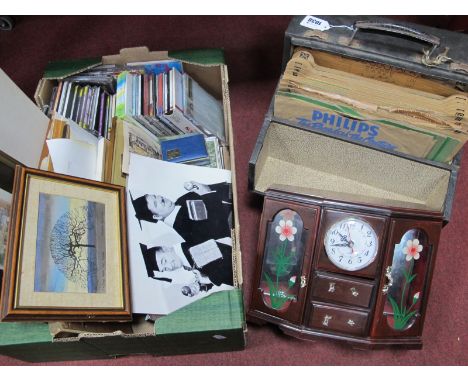 CD's, Jewellery Box, prints, State of the Sea carp, playing cards, etc:- One Box plus Case of Records.