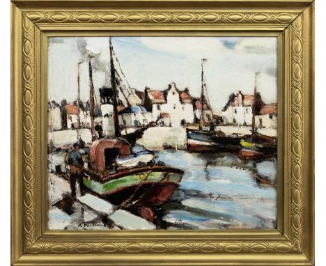 ARTHUR MACDONALD (SCOTTISH fl. 1895 - 1943), EAST NEUK HARBOUR  oil on canvas, signedframed image size 43cm x 51cm, overall s