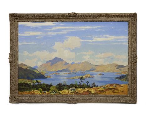ROBERT HOUSTON RSW (SCOTTISH 1891 - 1942), LOCH LOMOND oil on canvas, signed, titled label versoframed image size 61cm x 92cm