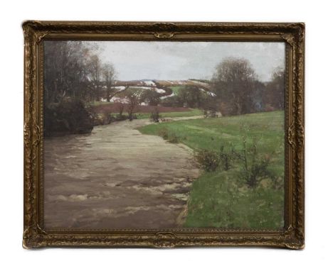 GEORGE HOUSTON RSA RSW (SCOTTISH 1869 - 1947), SPRING, RIVER AYR  oil on canvas, signed, titled versoframedimage size 71cm x 