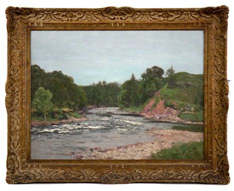 GEORGE HOUSTON RSA RSW (SCOTTISH 1869 - 1947), THE RIVER AWE  oil on canvas, signed, titled verso, further titled label verso