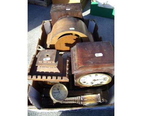 Early 20th C oak cased mantle/alarm clock, Zenith brass cased alarm clock, oak cased Westminster chiming mantle clock, oak ca