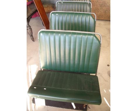 Set of four mounted vintage bus/coach type bench seats 
