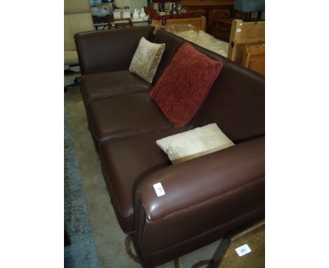 Modern as new large three seat Knoll type brown leather sofa (width 240cm) 