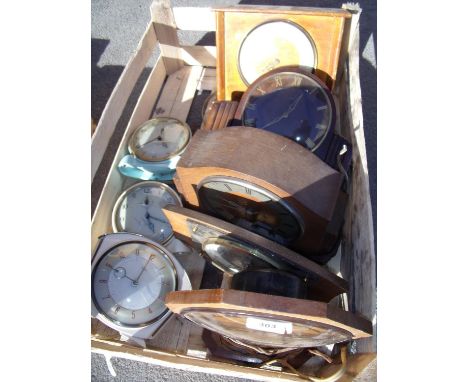 1930s Metamec mains electric mantel clock, four other mantel clocks and three electric alarm clocks 