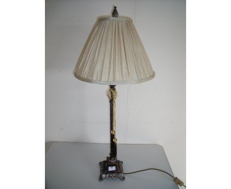 Decorative barley twist cast metal table lamp with shade 