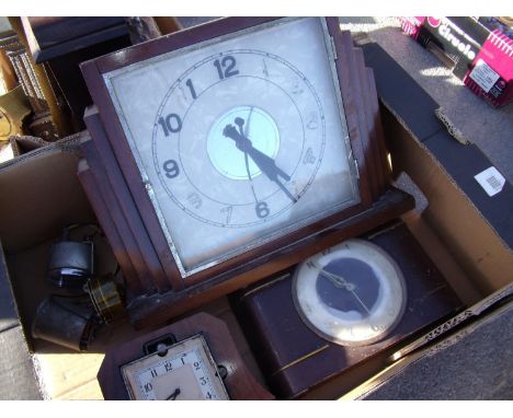 Art Deco SEC mains electric mantel clock, a Smiths electric car clock, a VDO electric car clock etc 
