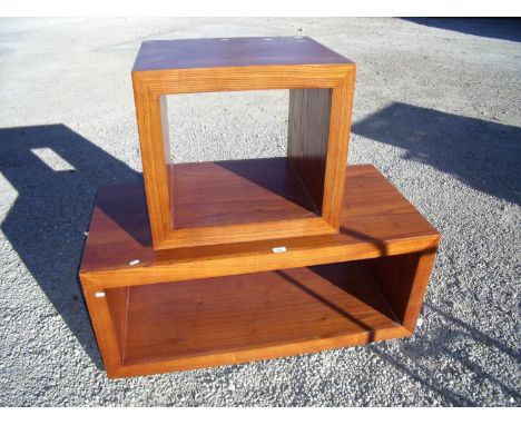 Contemporary hardwood coffee table/TV stand with a matching lamp table 