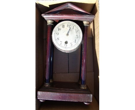 Late 19th C mahogany Portico clock 