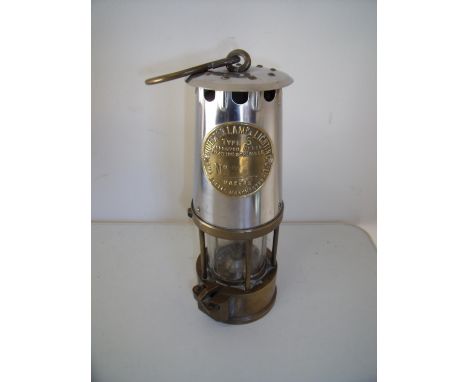 Brass and steel Protector Lamp &amp; Lighting Co Ltd type six miners lamp 