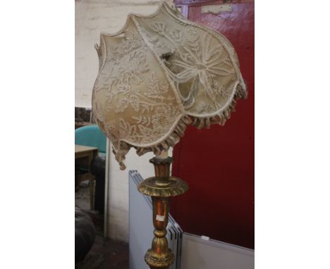 A giltwood stool and standard lamp (2)