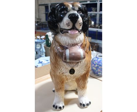 A large modern ceramic model of a St Bernard dog, 70cm high