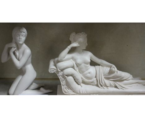 A Goebel kneeling female nude and a reclining nude female (2)