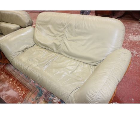 A Lee Sinclair ash two seater sofa with 'lizard' leather upholstery 180cm length 