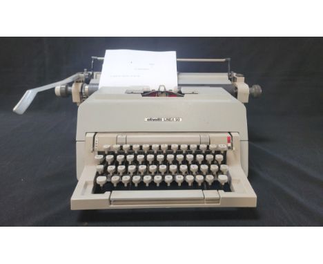 TWO VINTAGE TYPEWRITERScomprising Erika model 32 in black carry case, and a Olivetti Linea 98 (2)