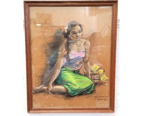 PORTRAIT OF A GIRL, signed illegibly ......Bali 1968, pastel on paper, 46 x 36cm, framed and glazed