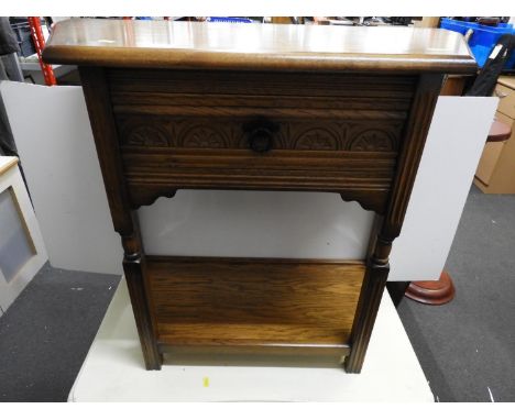 Oak Hall Table with Drawer and Shelf under 