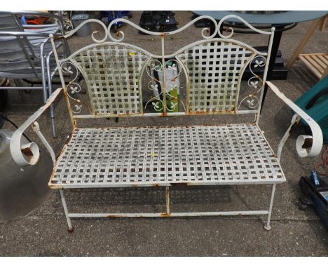 Painted Metal Garden Bench 