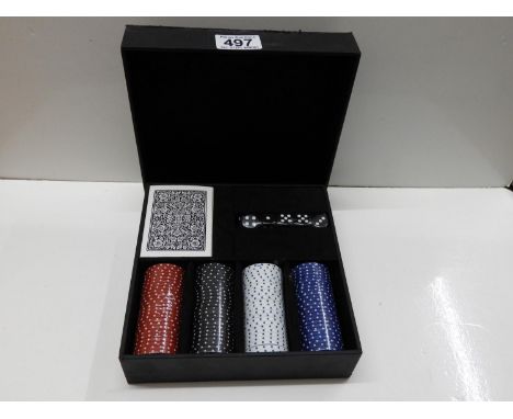 Poker Chips, Playing Cards and Dice 