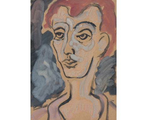 JOAN PONÇ BONET (Barcelona, 1927 - Saint-Paul, France, 1984)."Self-portrait", 1948Watercolour on paper.Unsigned.Frame with fa