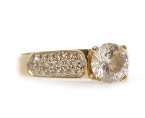 EIGHTEEN CARAT GOLD DIAMOND SOLITAIRE RINGwith a four claw set round brilliant cut diamond of approximately 1.00 carat on gra