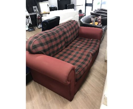 RED TARTAN SOFA BED