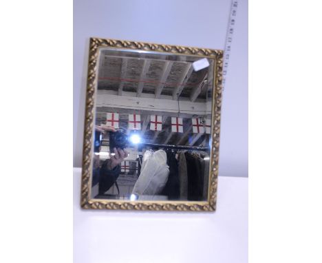 A vintage gilt framed and bevelled edge glass mirror with back stand, 35cmX44cm shipping unavailable 
