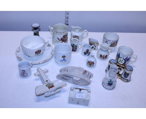 A job lot of vintage and antique ceramics including crested ware a/f 