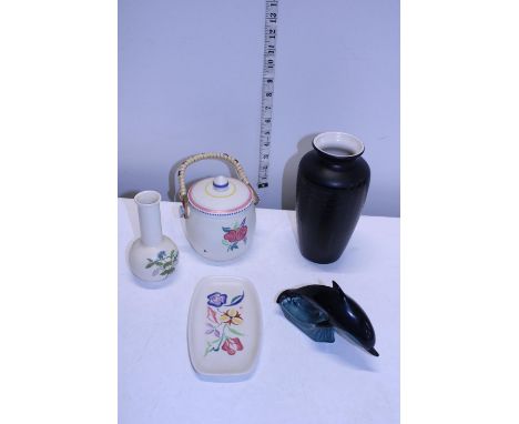 Five pieces of vintage Poole pottery 