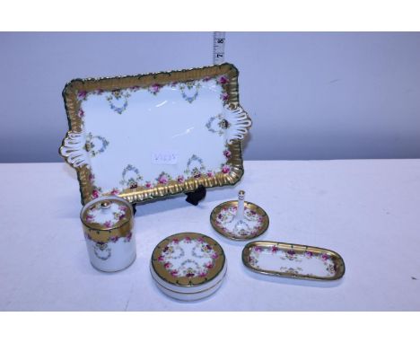 A selection of vintage Cauldron ware dressing table items 