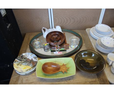 A quantity of Royal Doulton collector's plates; R A ware bowl; oval wall mirror etc. 