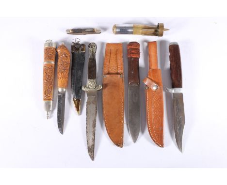 Mexican fighting or hunting knife by Corsan Denton Burdekin &amp; Co, blade length 14cm, knife length 26cm, with scabbard, a 