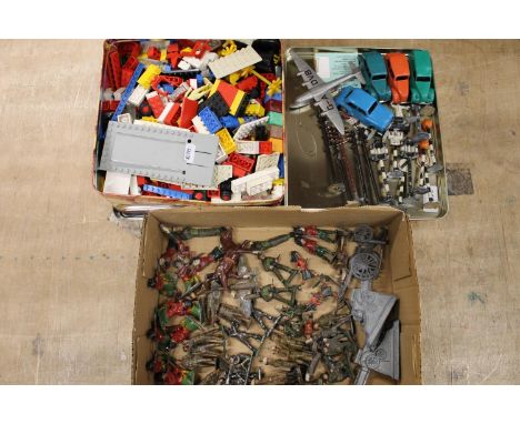 Model soldiers including Elostolin of Germany, Britains etc. also vintage Lego, road signs, Dinky Toys empire flying boat, an