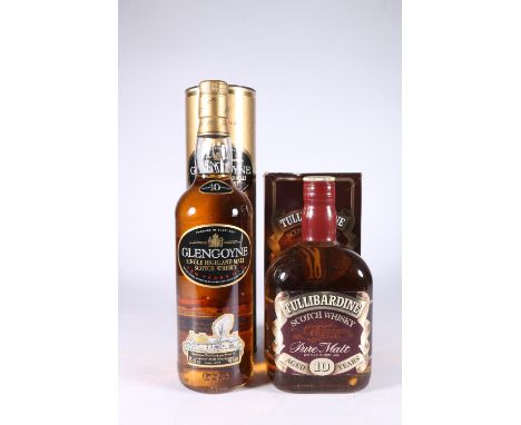 TULLIBARDINE 10 year old pure malt Scotch whisky, old style bottling 75cl 40% abv. boxed and GLENGOYNE 10 year old single mal