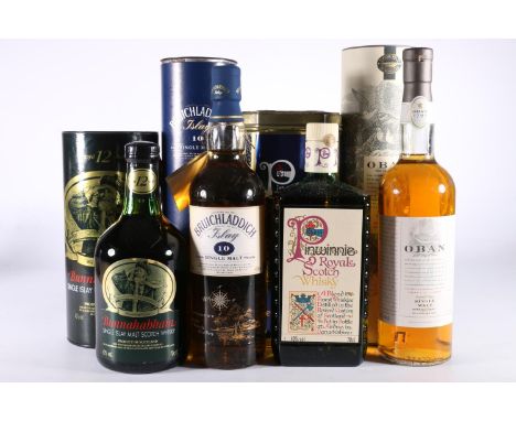 BUNNAHABHAIN 12-year-old Islay single malt Scotch whisky 40% abv. 70cl with tube, OBAN 14-year-old single malt Scotch whisky 