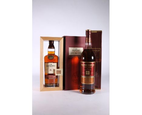 GLENLIVET Archive 21-year-old single malt Scotch whisky, bottle number 0212J, 43% abv. 70cl, boxed, and GLENMORANGIE Lasanta 
