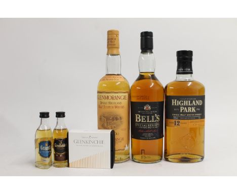 Three bottles of single malt Scotch whisky to include GLENMORANGIE 10 year old , stills label verso, 70cl 40% abv. HIGHLAND P