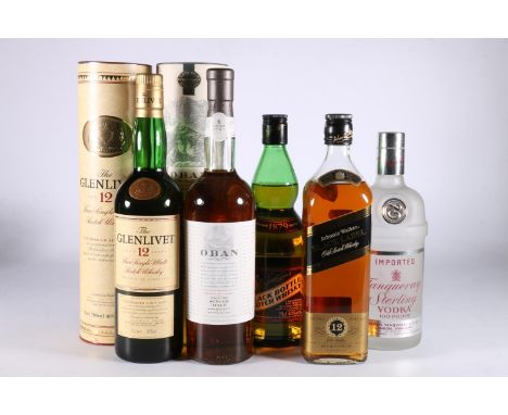 OBAN 14-year-old single malt Scotch whisky 43% abv. 70cl, with tube, THE GLENLIVET 12-year-old single malt Scotch whisky 40% 
